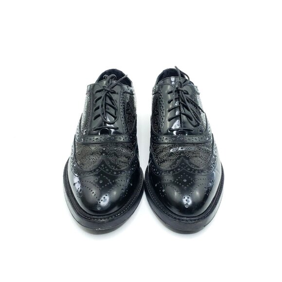 Burberry Oxford Dress Shoes Perforated Black Patent Leather Almond Toe US 8.5 - Picture 3 of 8